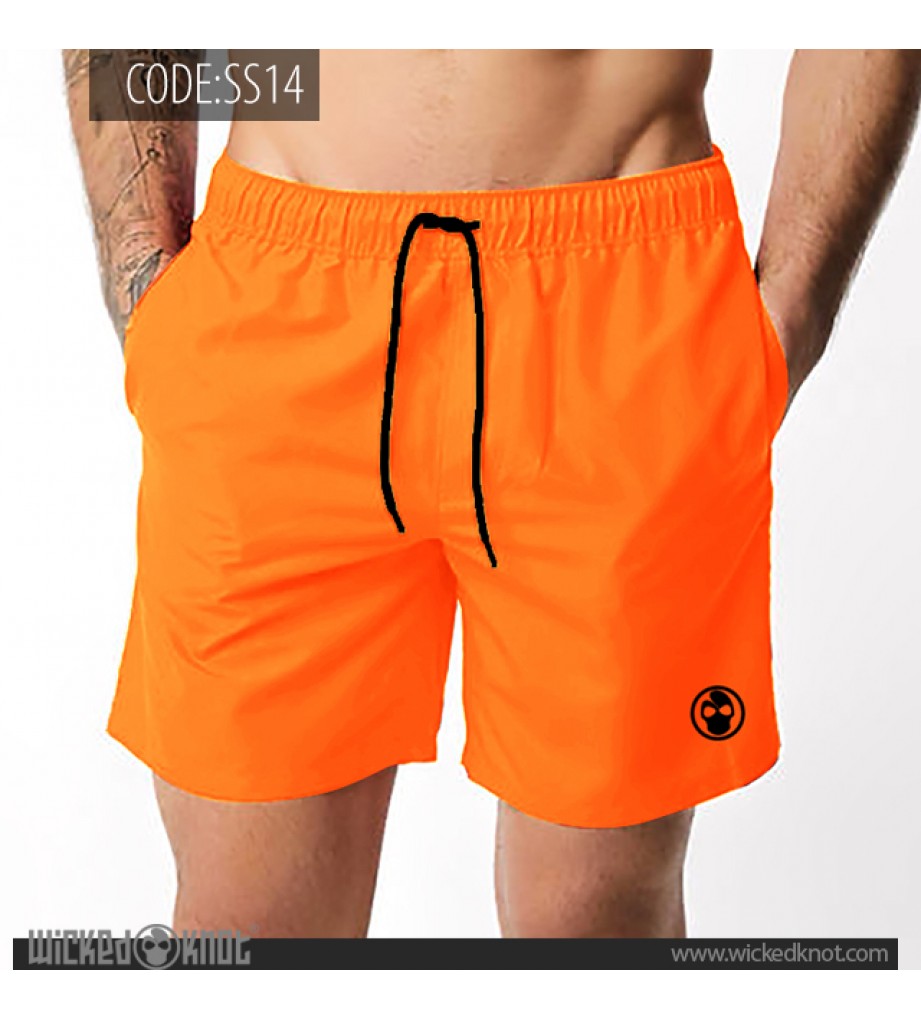 Neon Orange Branded Swimming Shorts